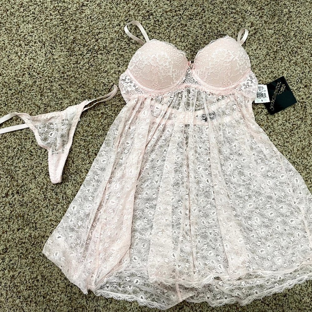 NWT Baby Pink Chemise and Thong Set